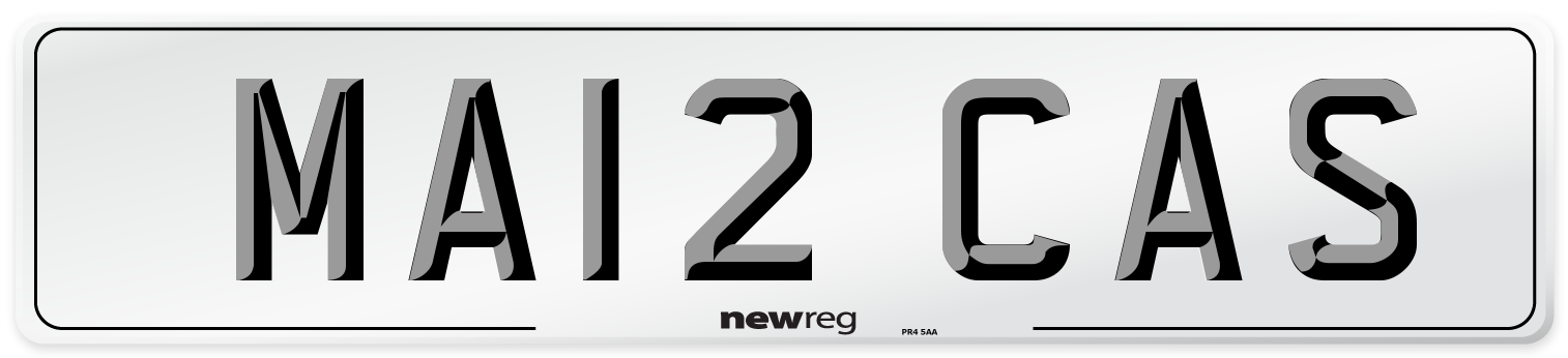 MA12 CAS Number Plate from New Reg